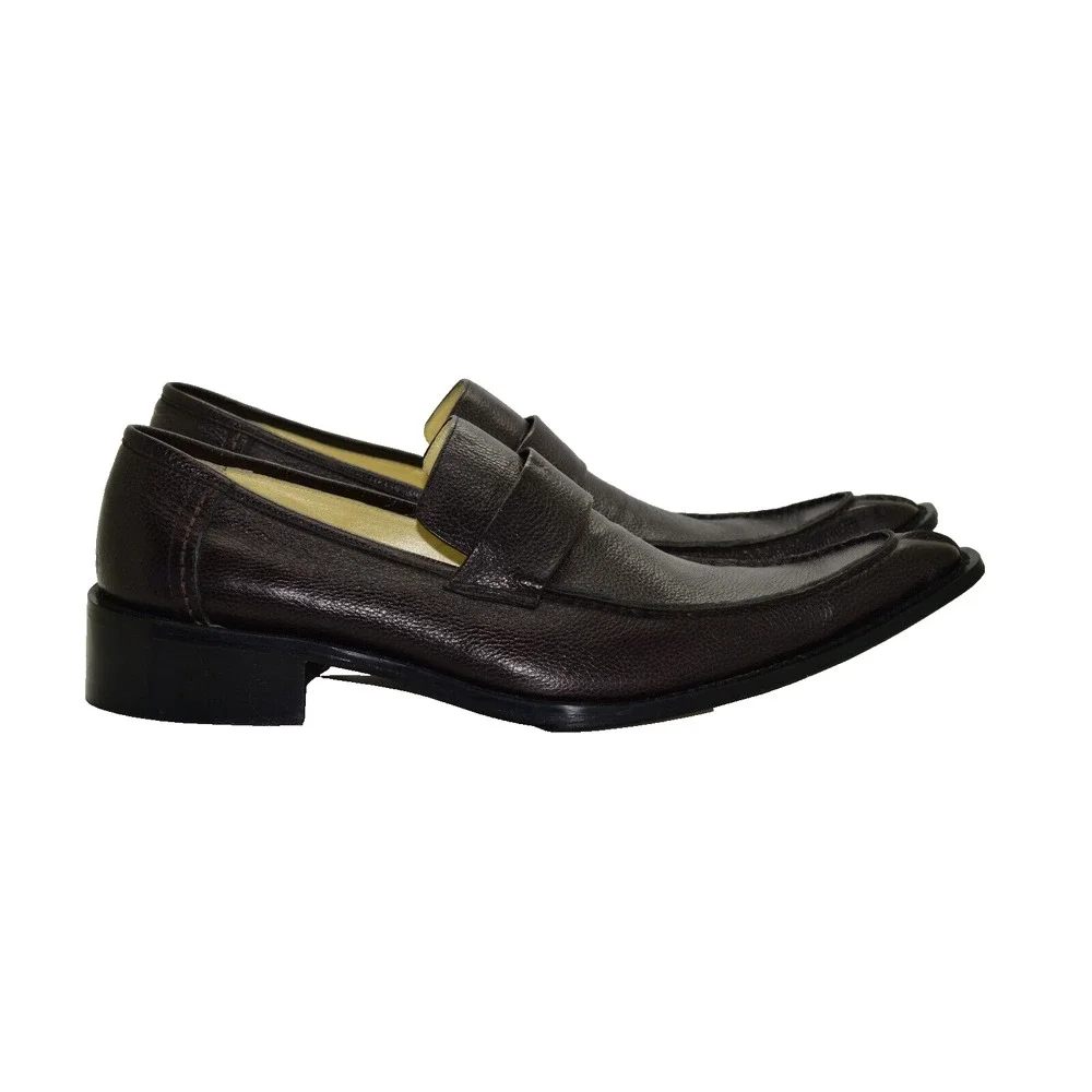 A8 Auth PAOLO IANTORNO Ren Brown Tumbled Leather Split Toe Loafer Shoes Size 46 - Picture 3 of 6